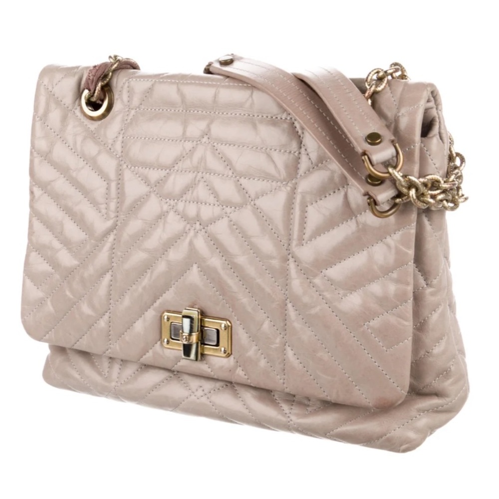 Authentic Lanvin “Happy” Grey Leather Shoulder Handbag